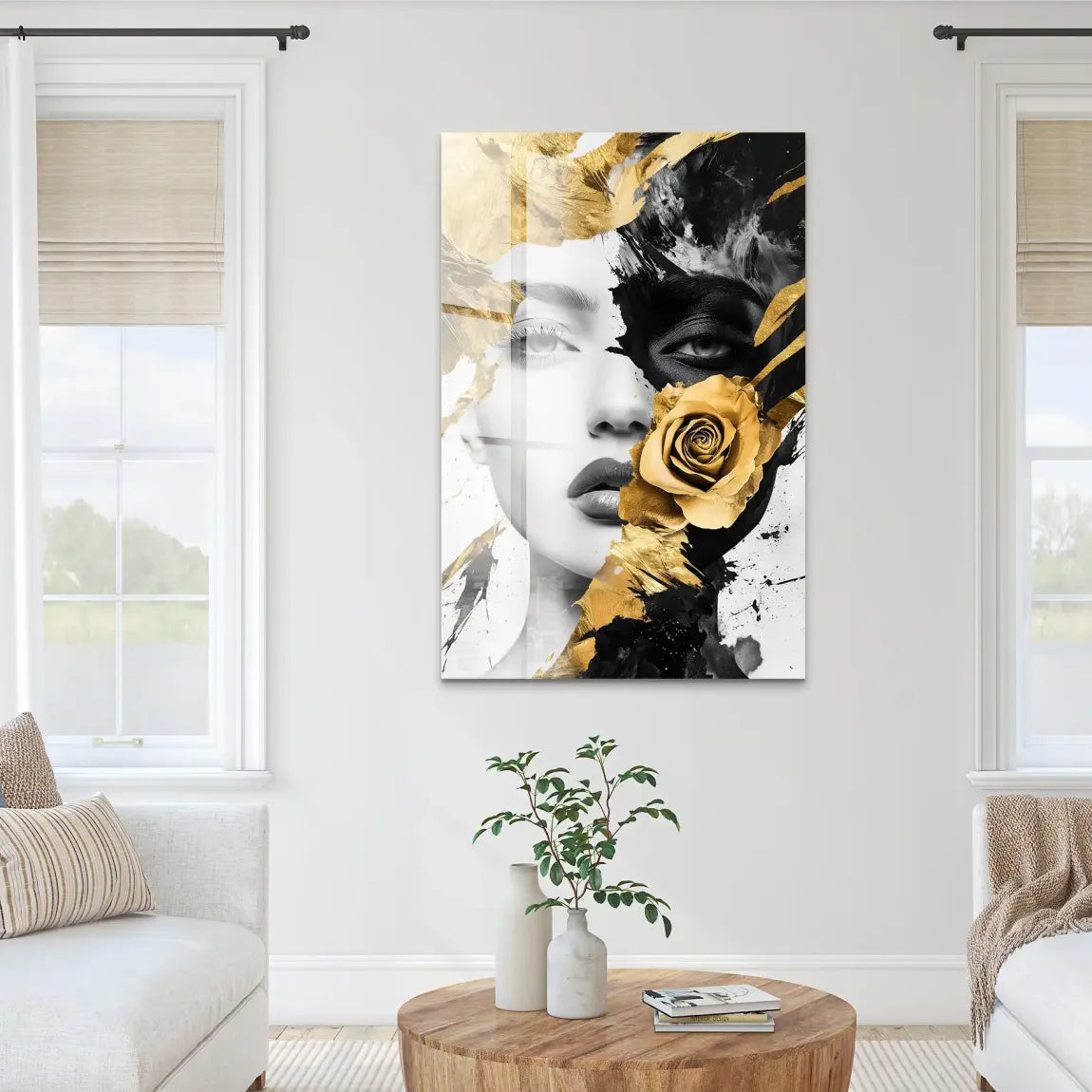 Goldene Dualität mit schwarzer Eleganz Acrylglas Bild INGALERIE