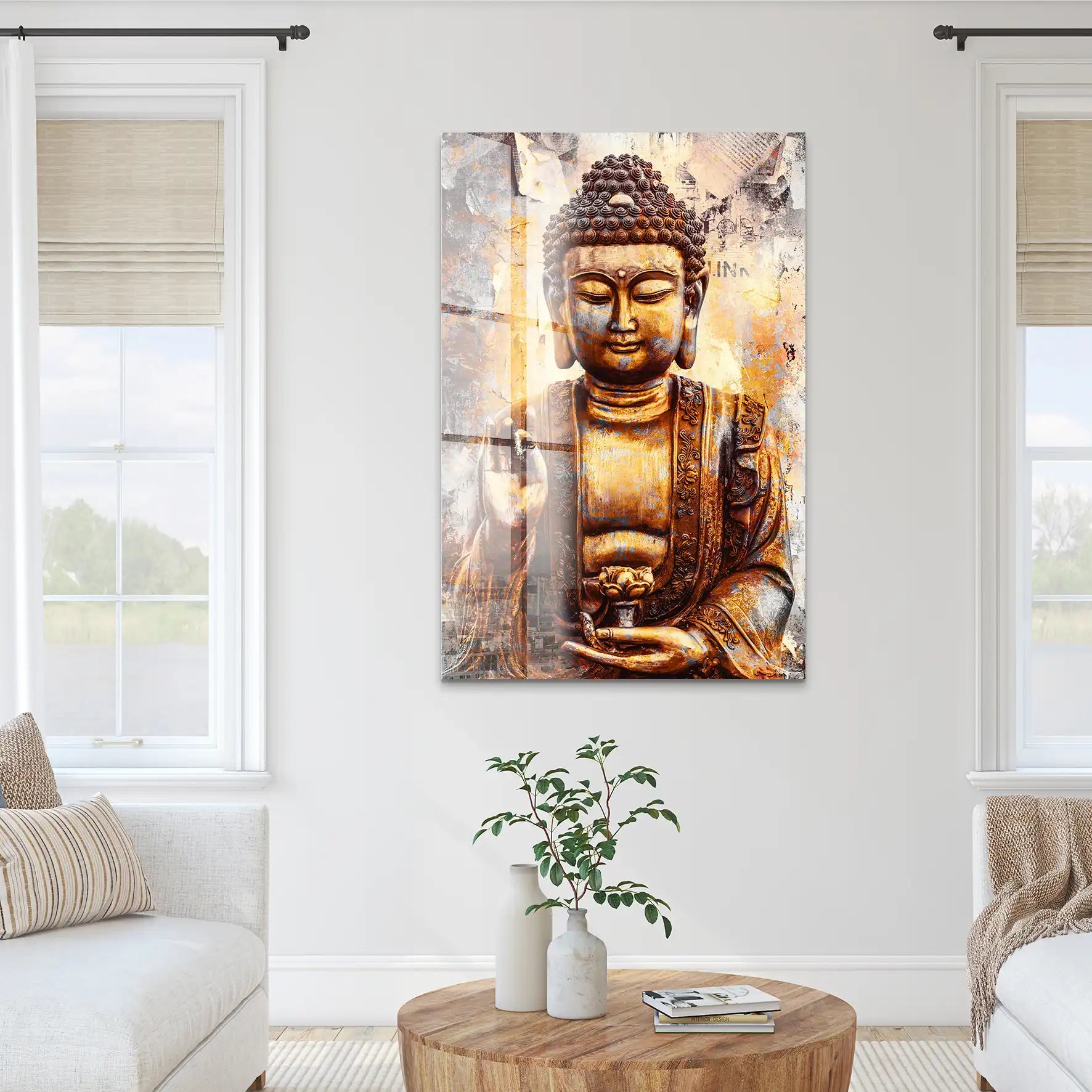 Buddha Retro Style Acrylglas Bild INGALERIE