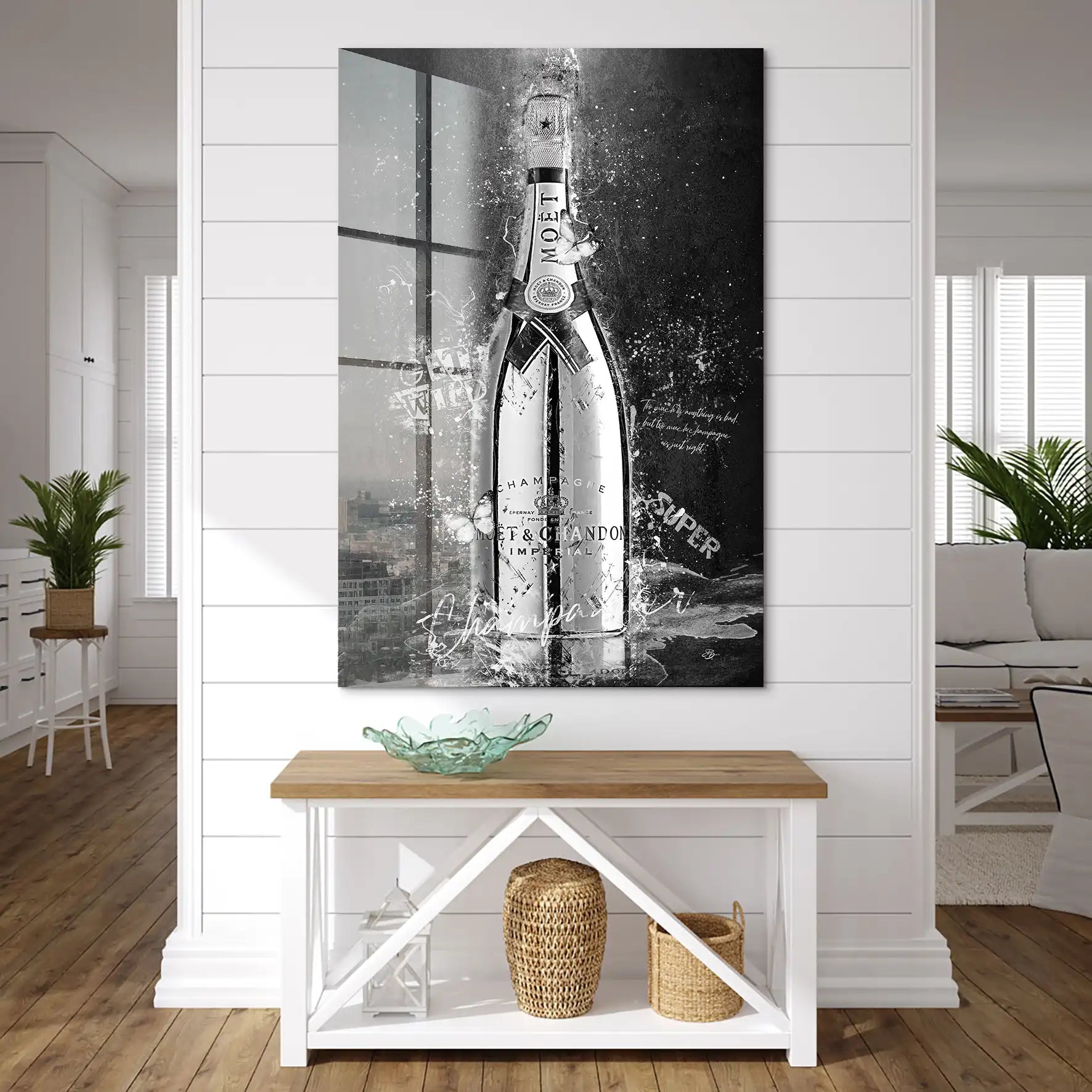 Champagner Black & White Acrylglas Bild INGALERIE