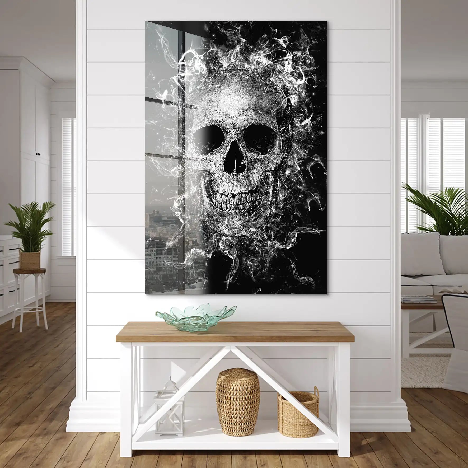 Totenkopf Abstrakt Black Acrylglas Bild INGALERIE