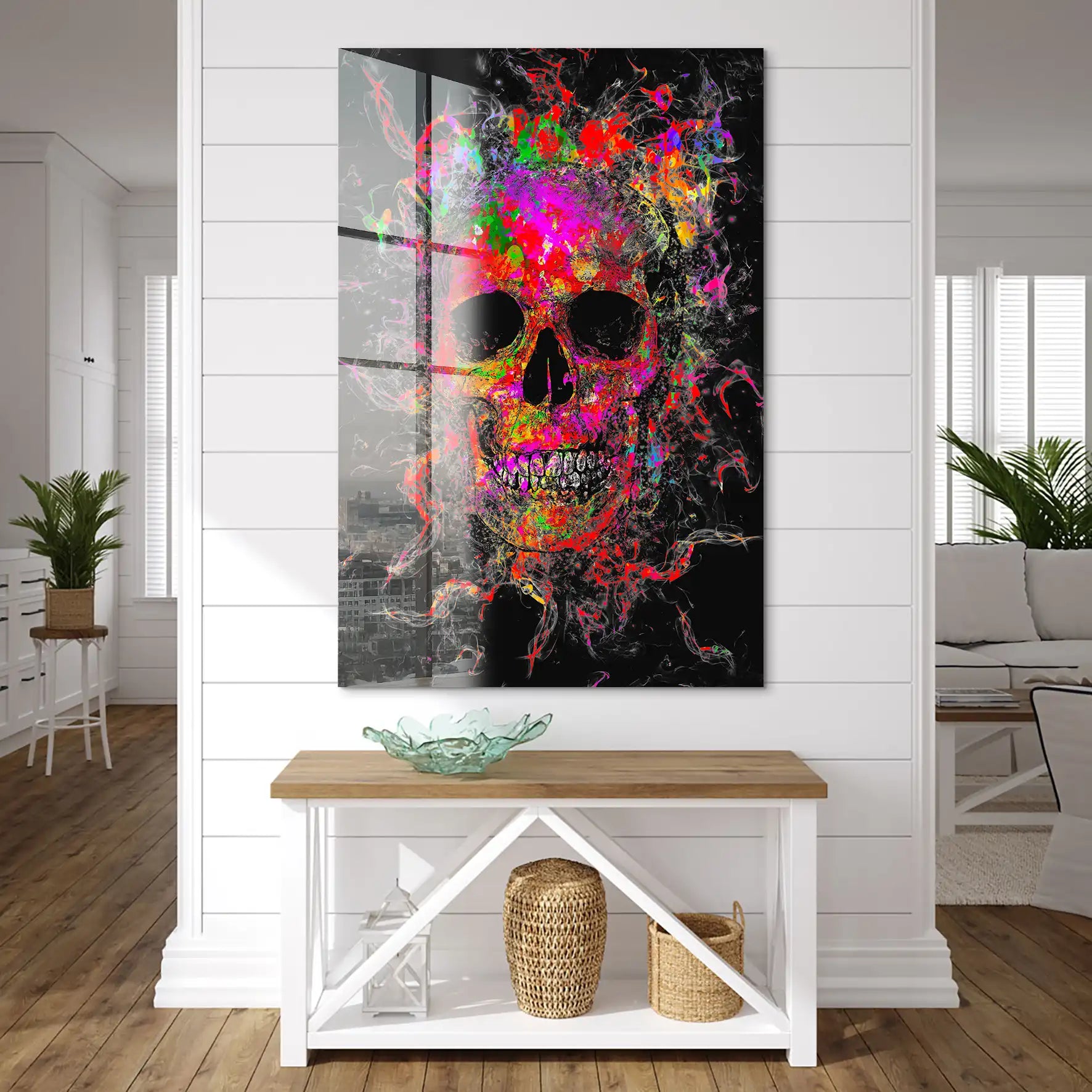 Totenkopf Abstrakt Color Acrylglas Bild INGALERIE