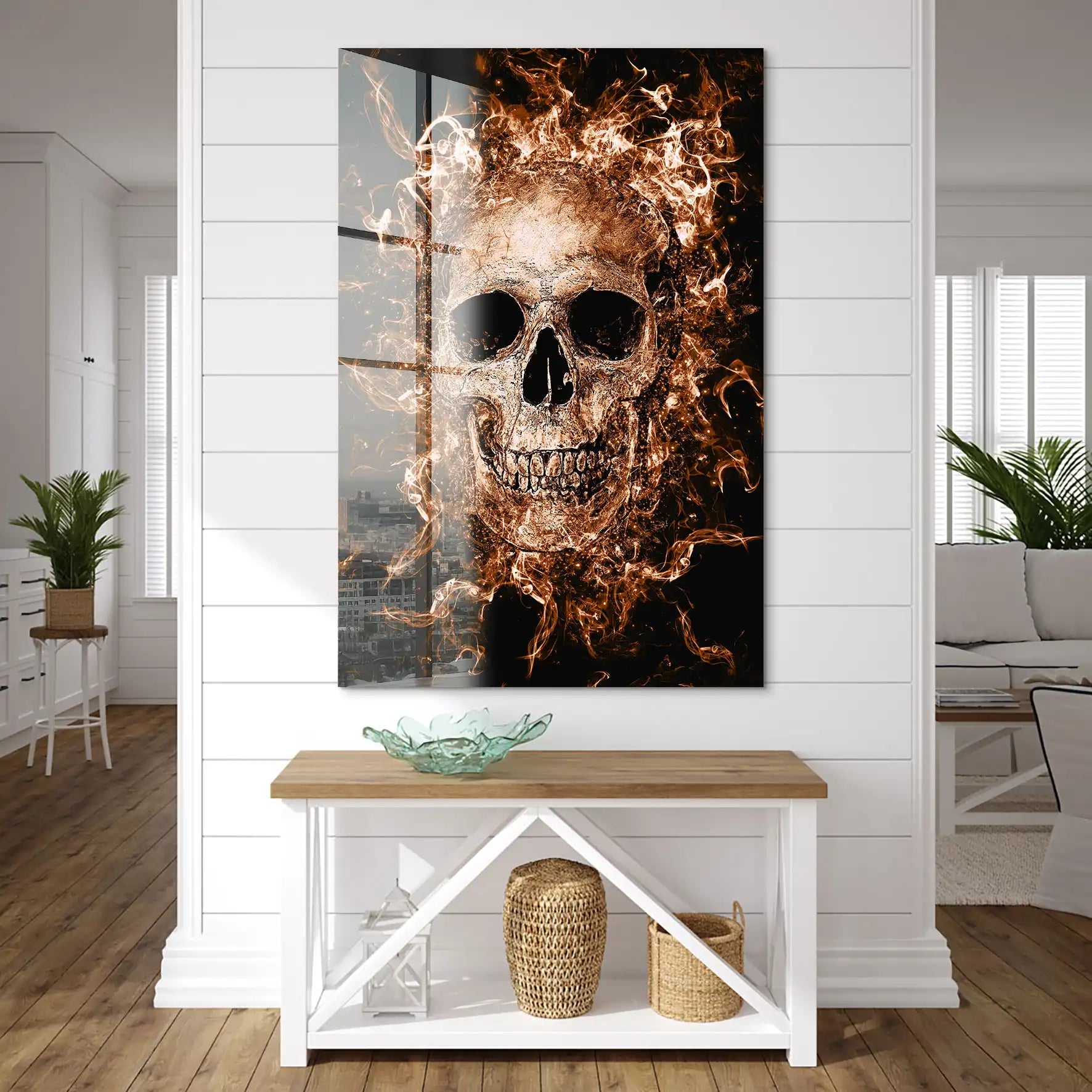 Totenkopf Abstrakt Retro Acrylglas Bild INGALERIE