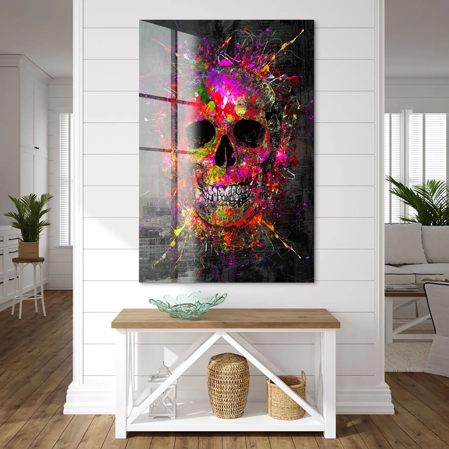 Totenkopf Abstrakt Color Art Acrylglas Bild INGALERIE