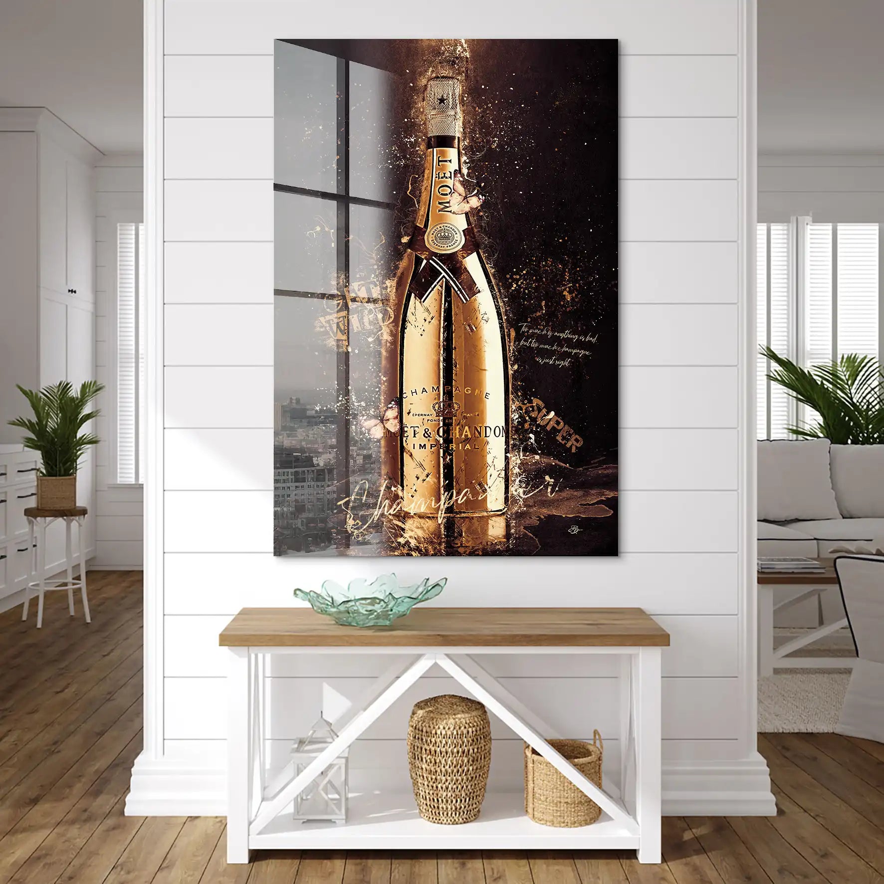 Champagner Retro Style Acrylglas Bild INGALERIE