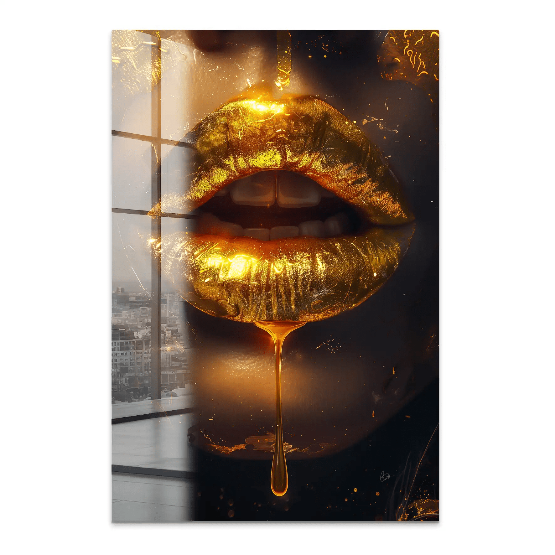 Sweet Gold Lips Acrylglas Bild INGALERIE