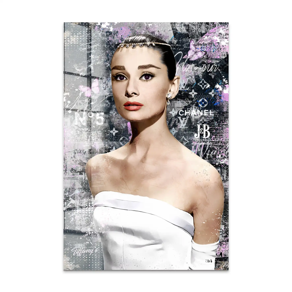 Audrey Hepburn Black Pop Art Acrylglas Bild INGALERIE