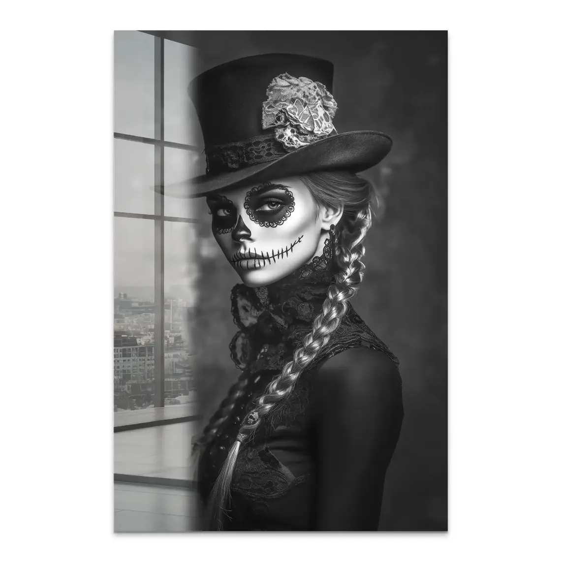 La Catrina Noir – Stil trifft Schattenkunst Acrylglas Bild INGALERIE