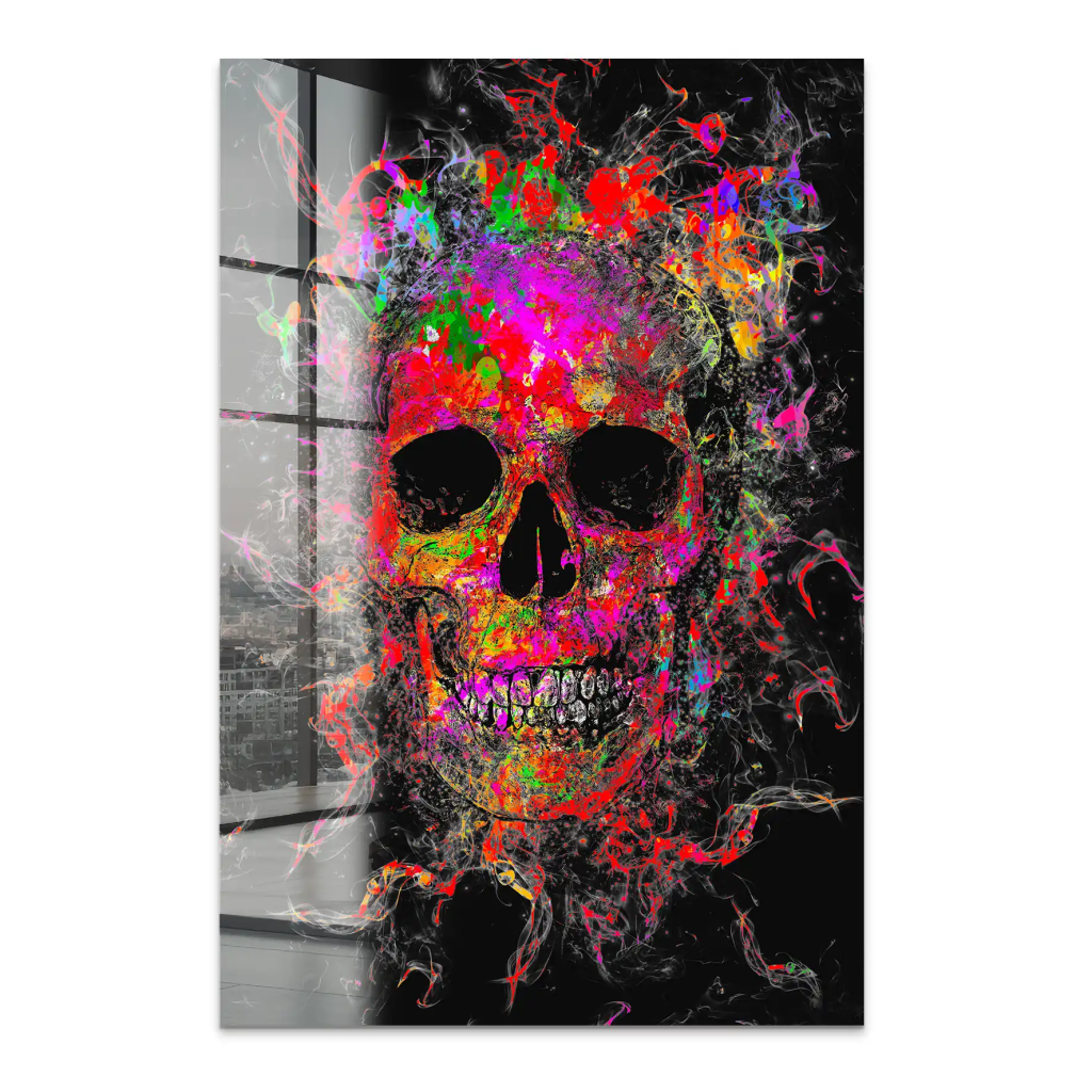 Totenkopf Abstrakt Color Acrylglas Bild INGALERIE