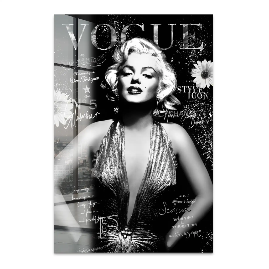 Marilyn Black Vogue Acrylglas Bild INGALERIE