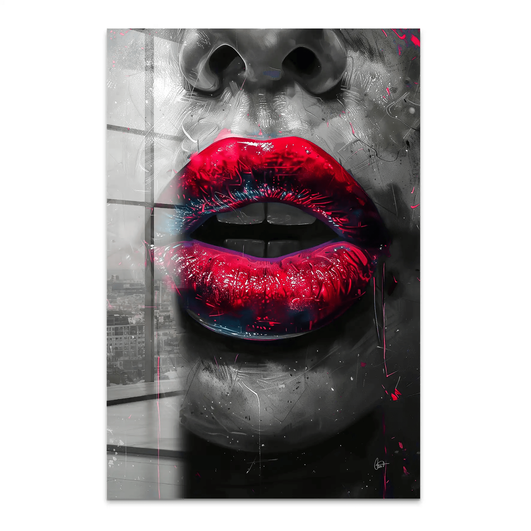 Abstrakt Red Lips Acrylglas Bild INGALERIE