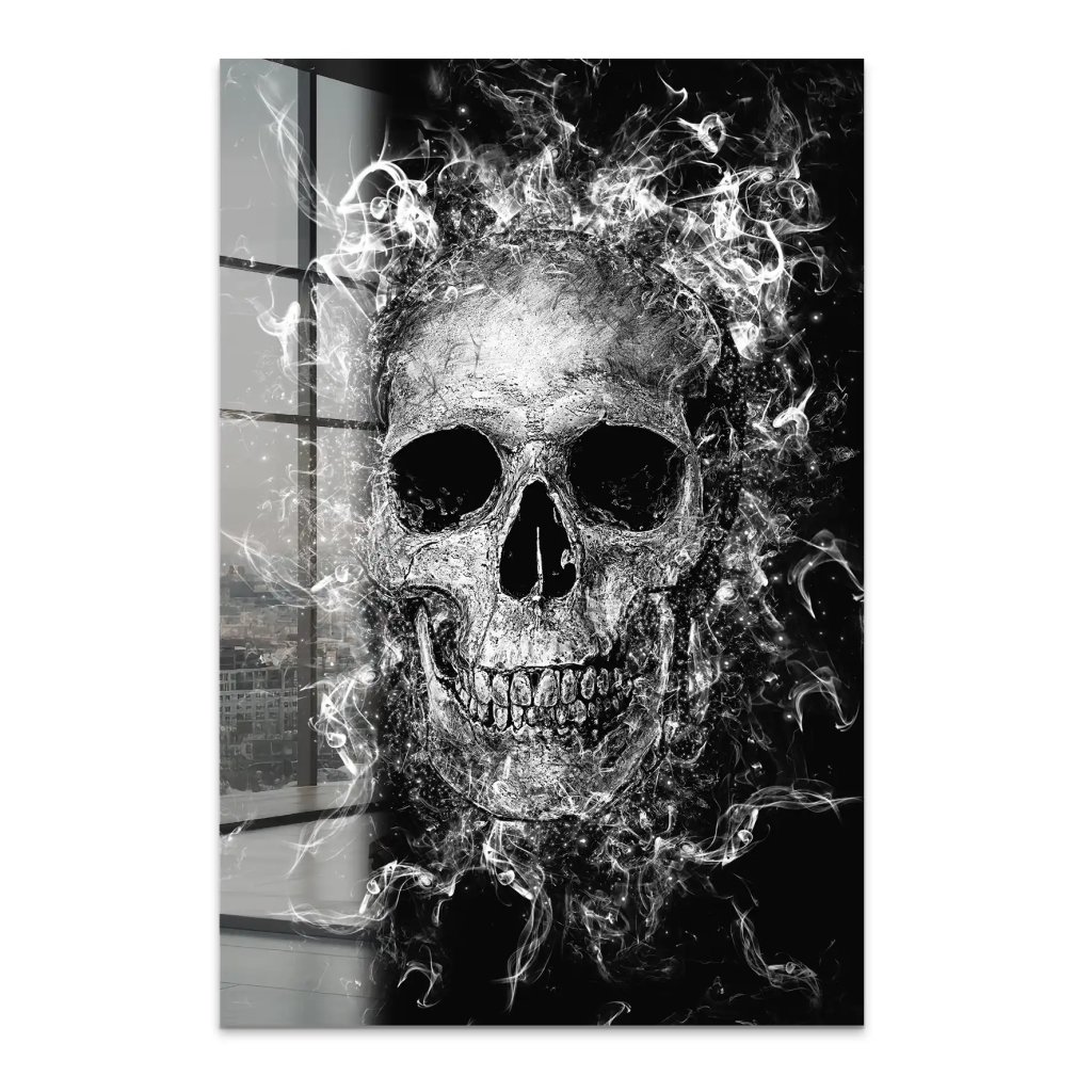 Totenkopf Abstrakt Black Acrylglas Bild INGALERIE