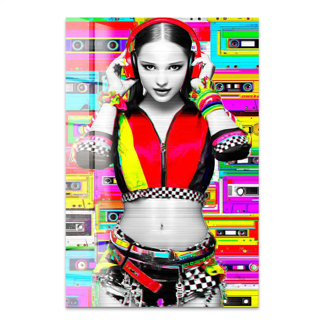 Retro DJ Girl Acrylglas Bild