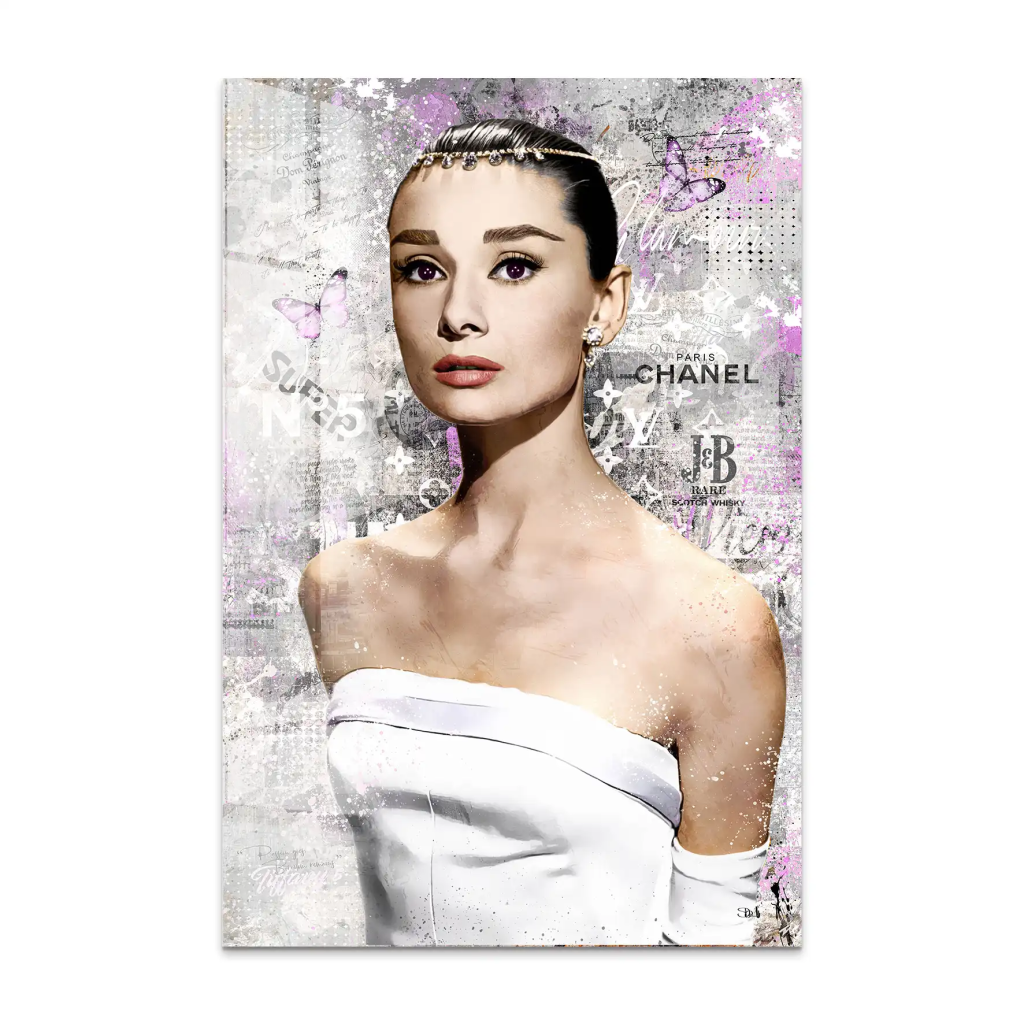 Audrey Hepburn Silver Style Pop Art Acrylglas Bild INGALERIE