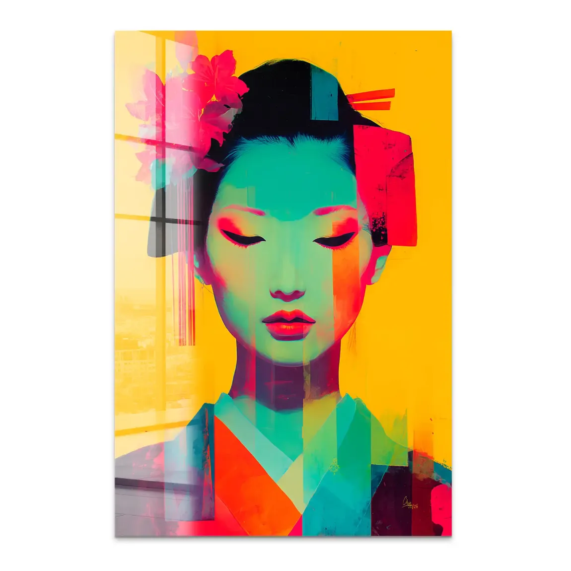 Geisha Neon Pop Acrylglas Bild