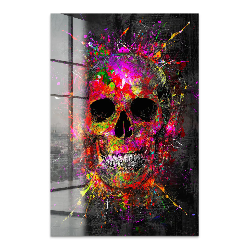 Totenkopf Abstrakt Color Art Acrylglas Bild INGALERIE