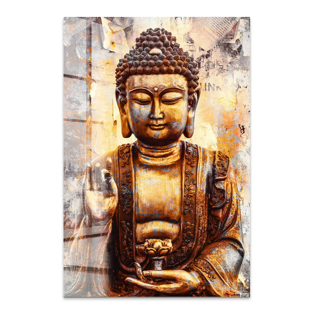 Buddha Retro Style Acrylglas Bild INGALERIE