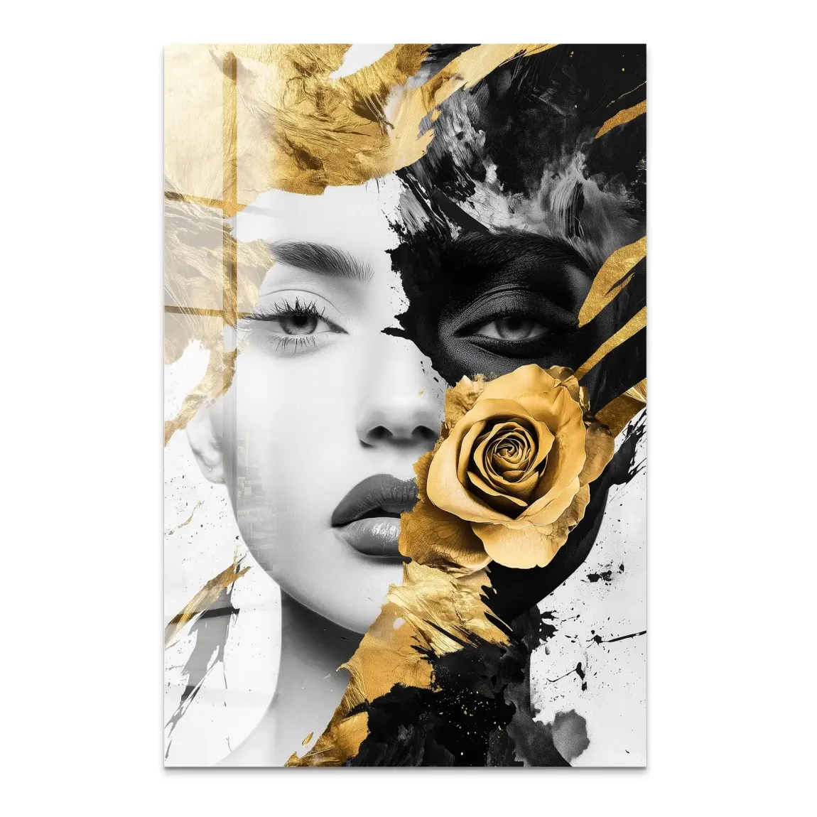 Goldene Dualität mit schwarzer Eleganz Acrylglas Bild INGALERIE