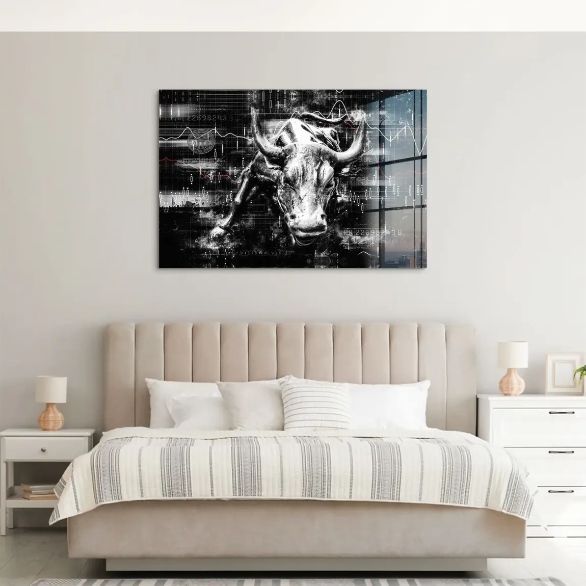 Börsenbulle Noir Acrylglasbild