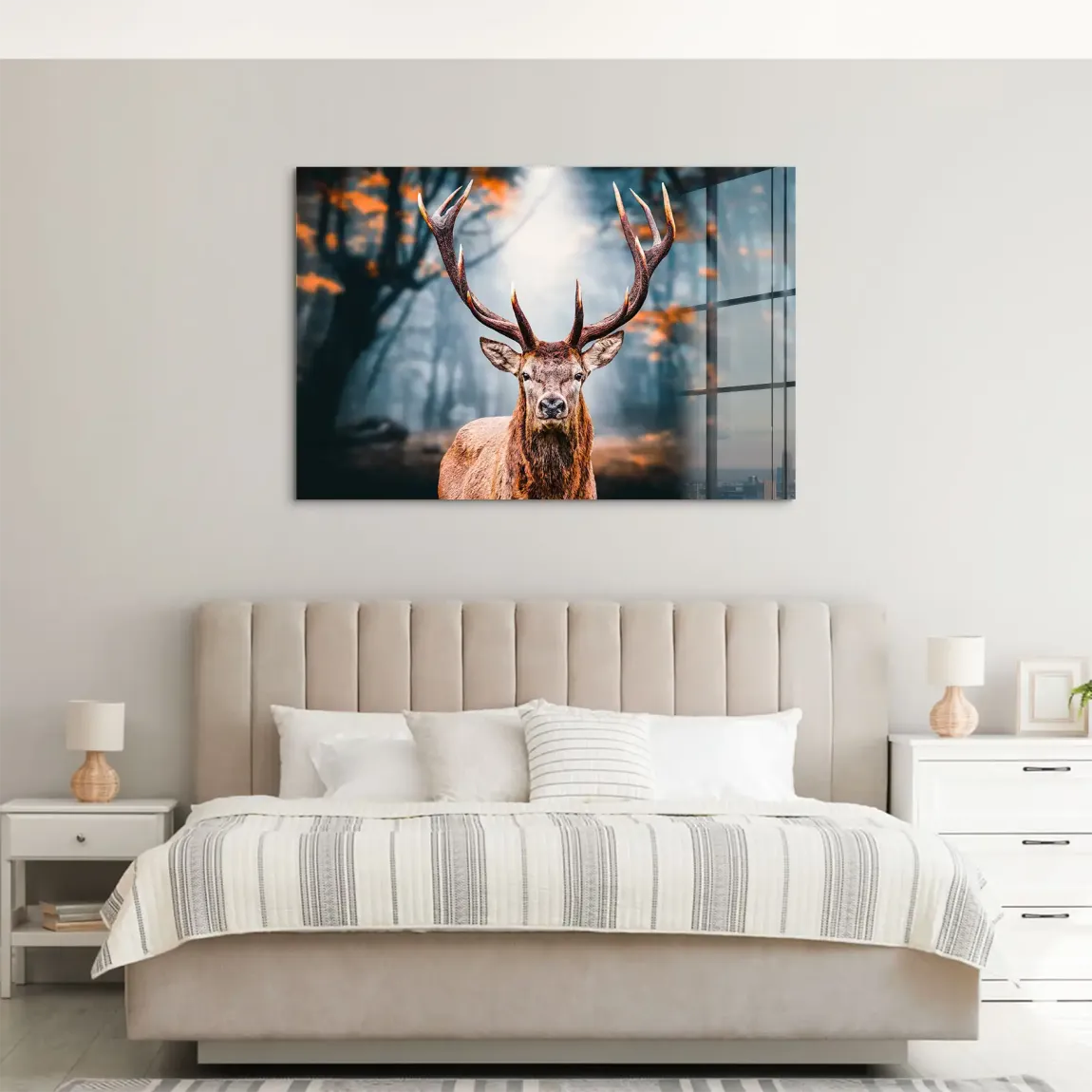 Hirsch im Wald Acrylglasbild