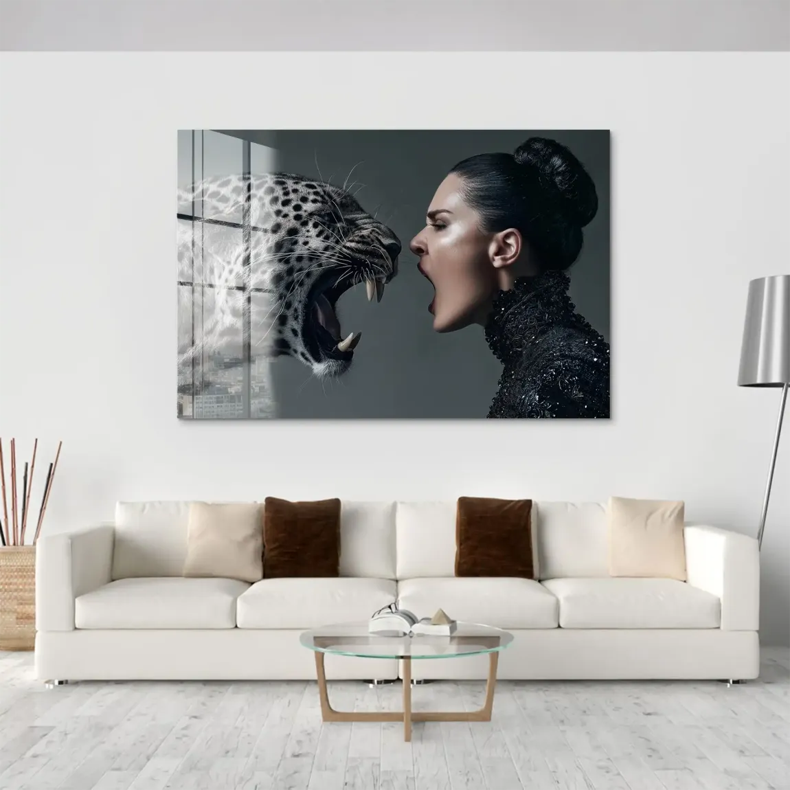 Wild Leopard Woman Acrylglas Bild