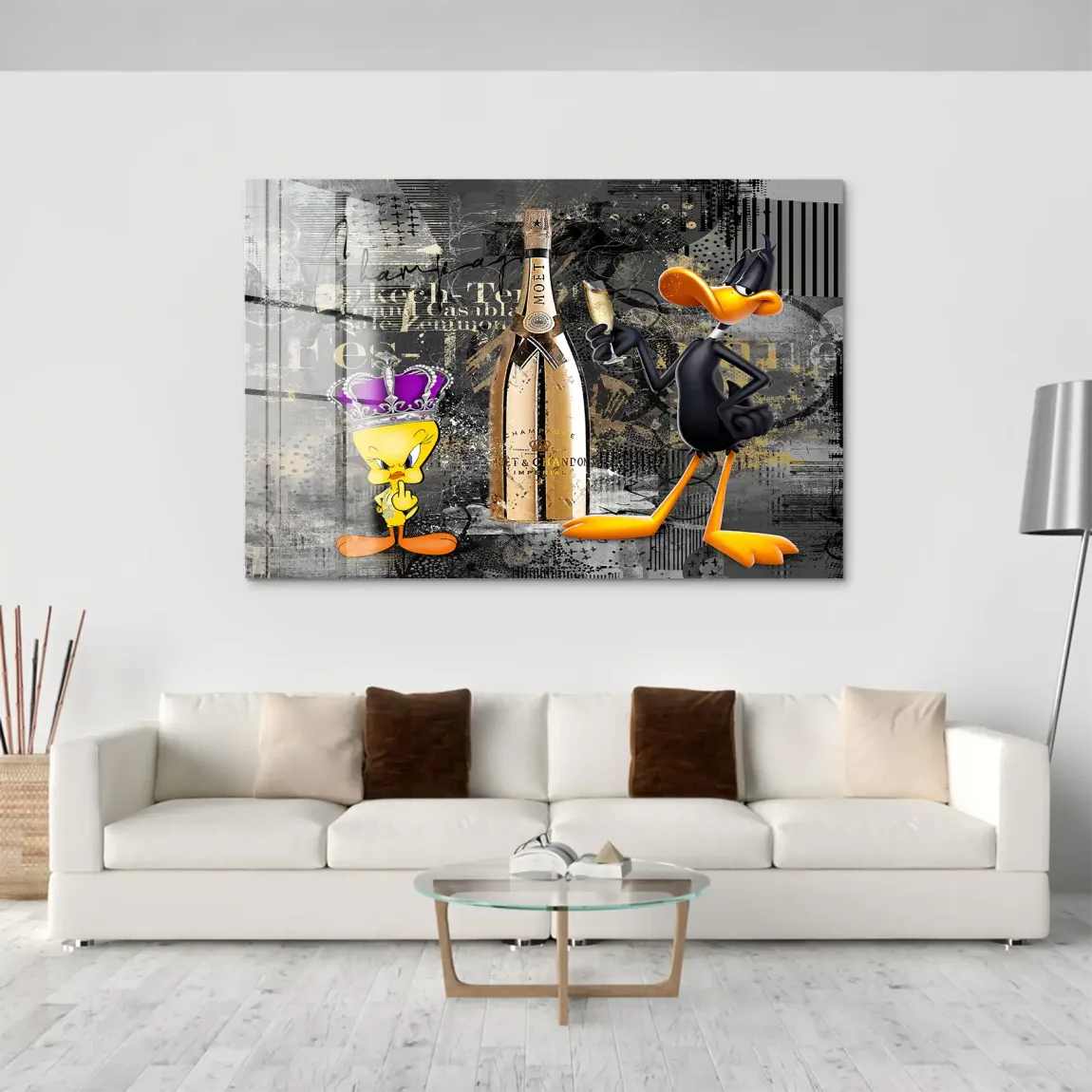 Tweety Duffy Champagner Acrylglasbild