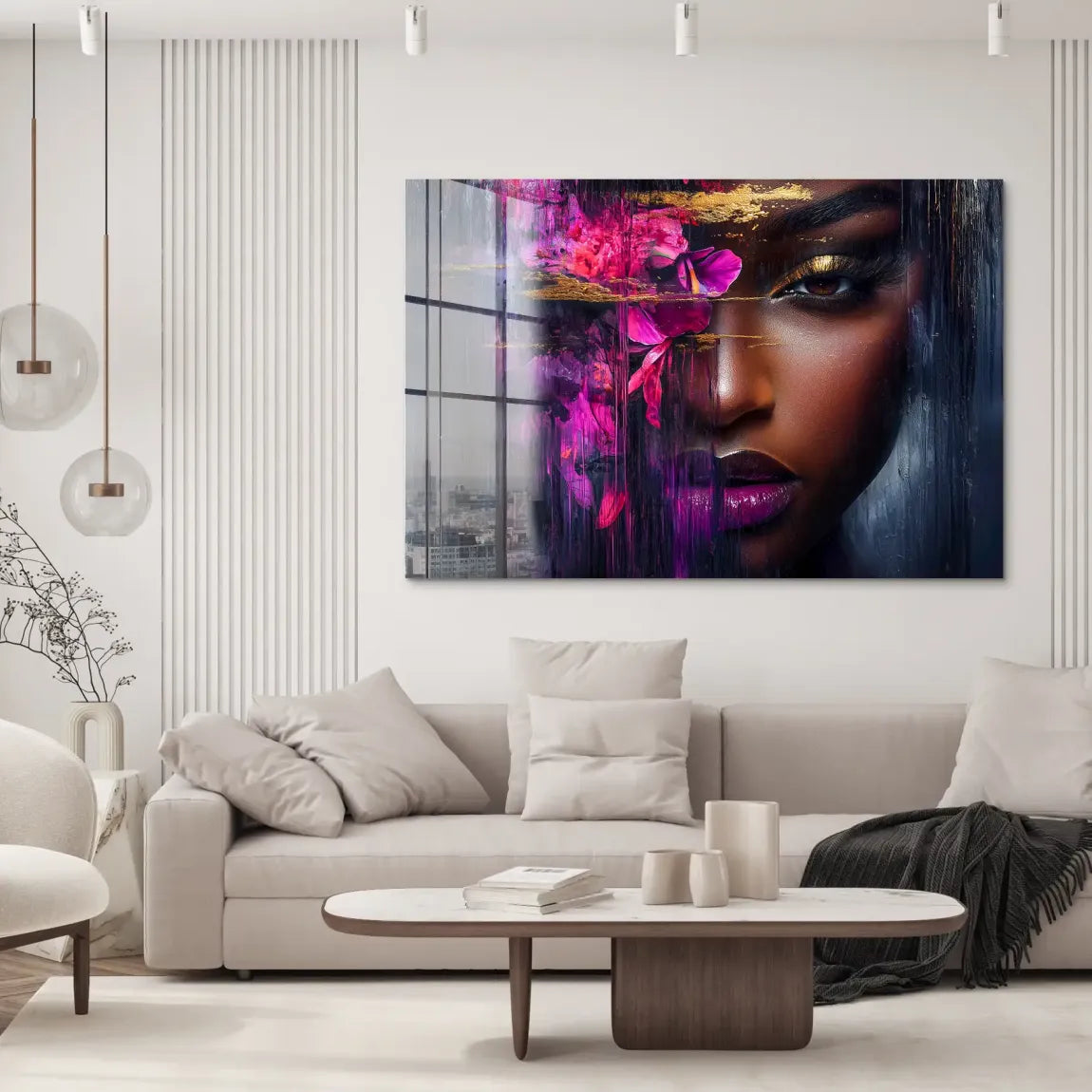Gold Blütenmagie Acrylglas Bild INGALERIE