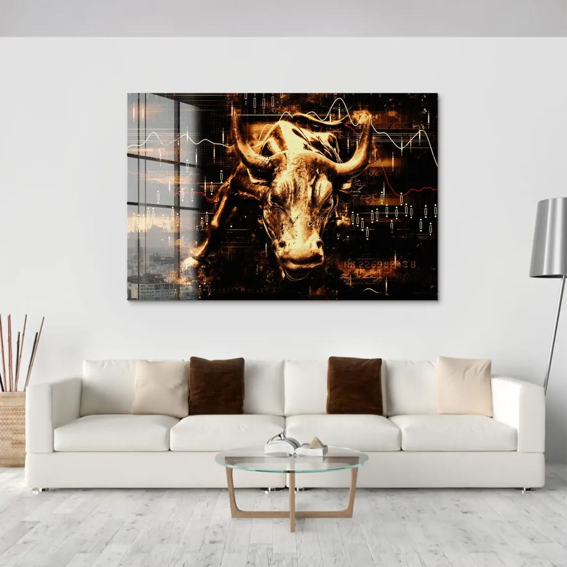 Börsenbulle Retro Art Acrylglasbild