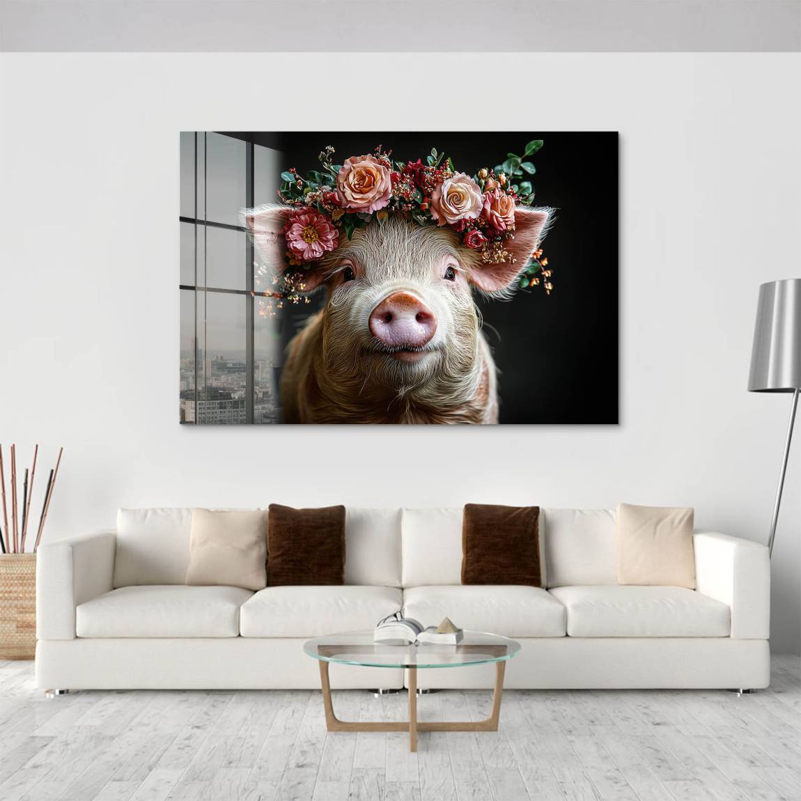 Blüten Schwein Acrylglas Bild