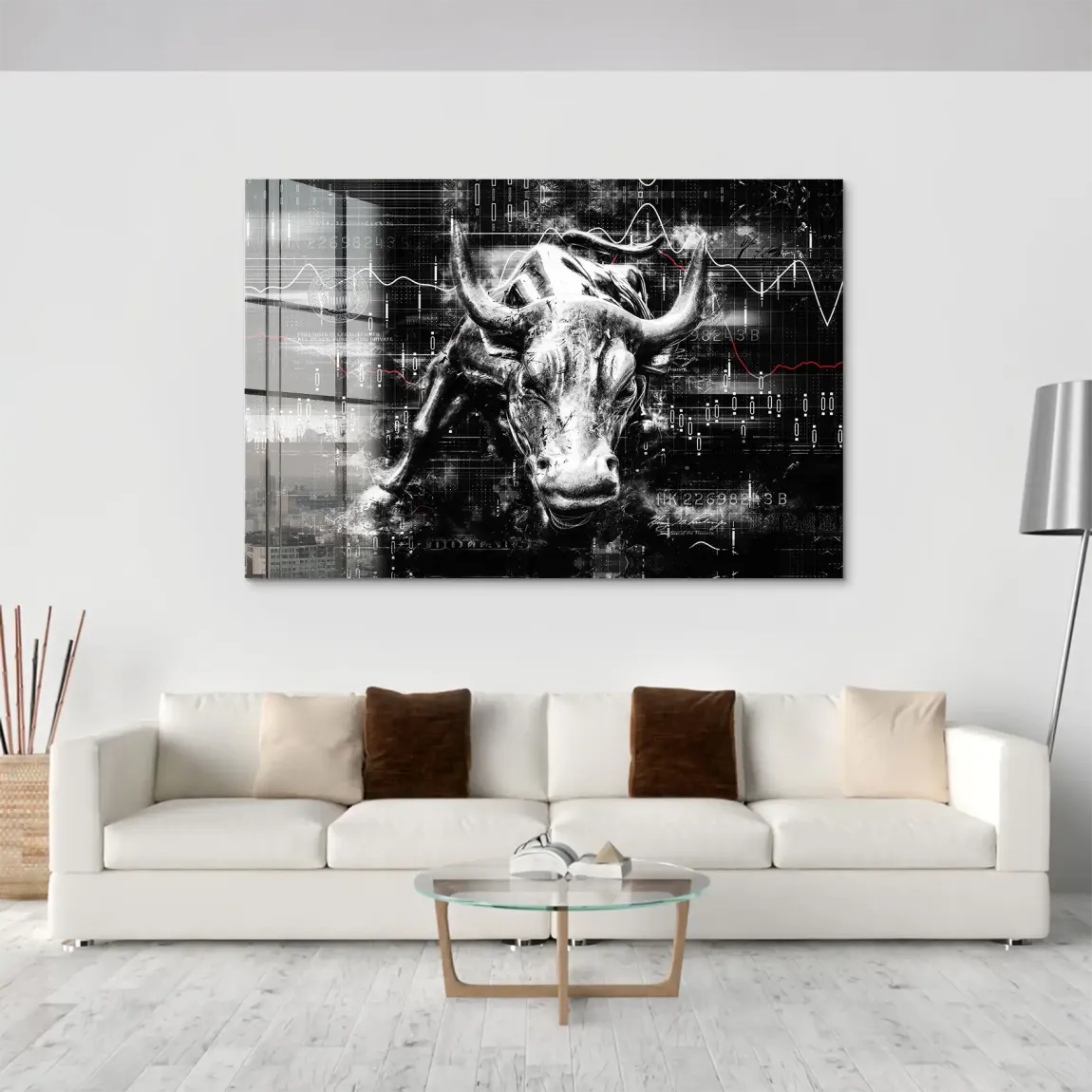 Börsenbulle Noir Acrylglasbild