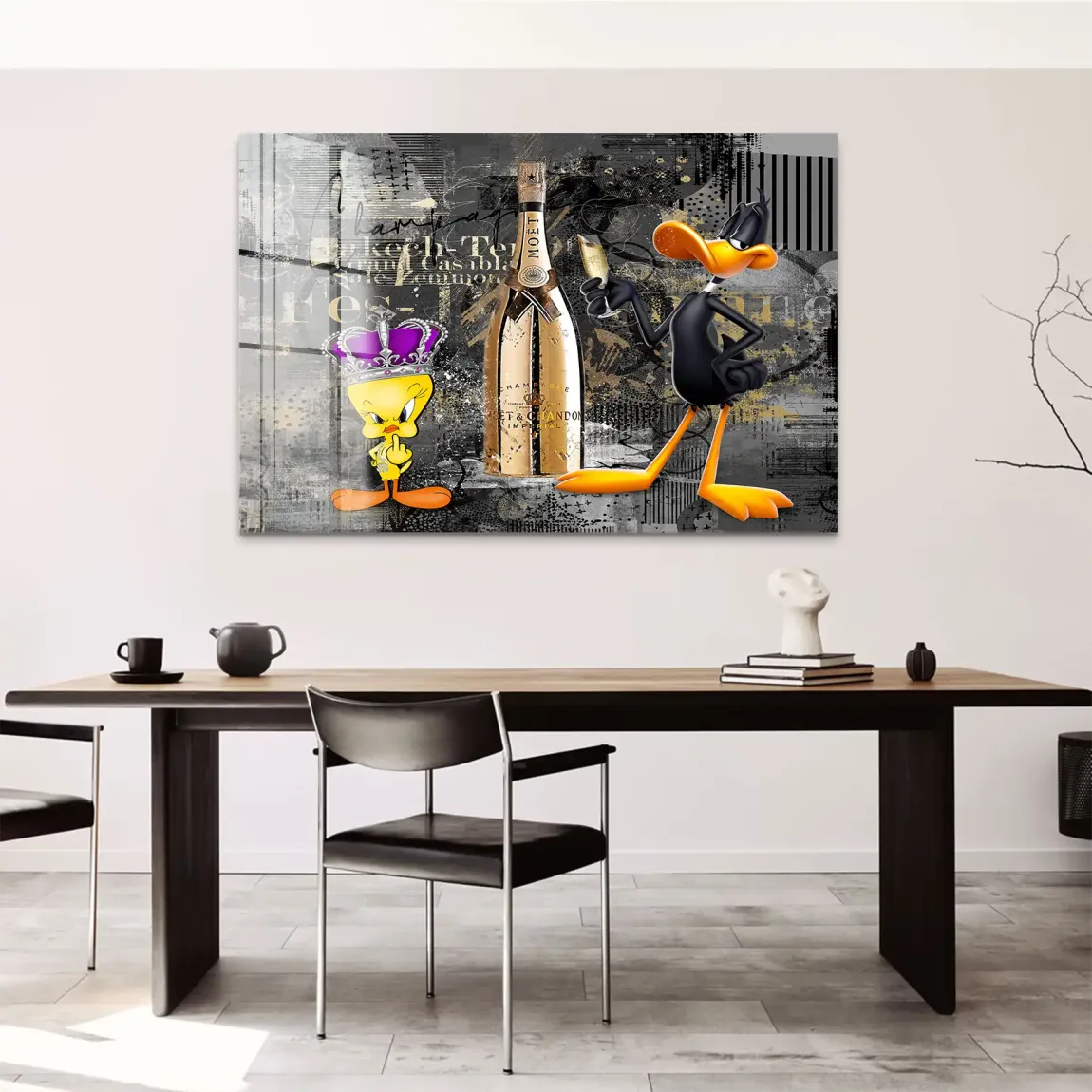 Tweety Duffy Champagner Acrylglasbild
