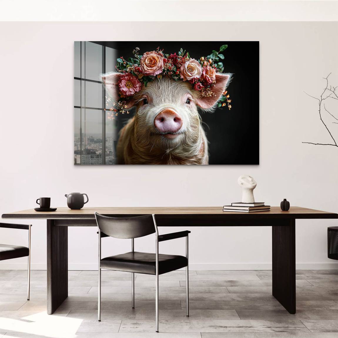 Blüten Schwein Acrylglas Bild