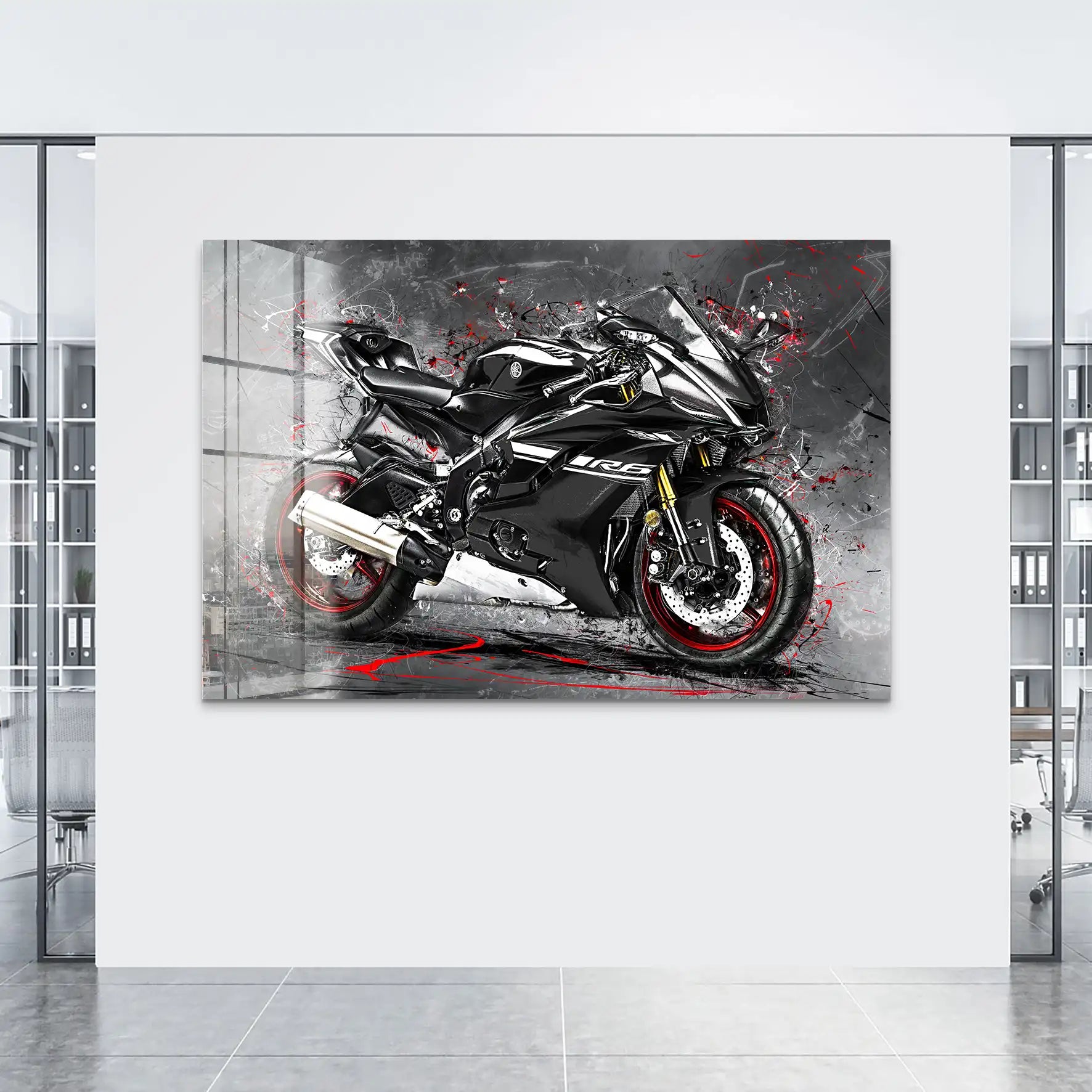 Yamaha R6 Abstrakt Black Acrylglas Bild INGALERIE