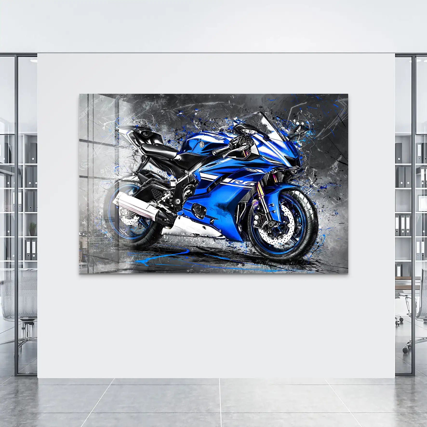 Yamaha R6 Abstrakt Blau Acrylglas Bild INGALERIE