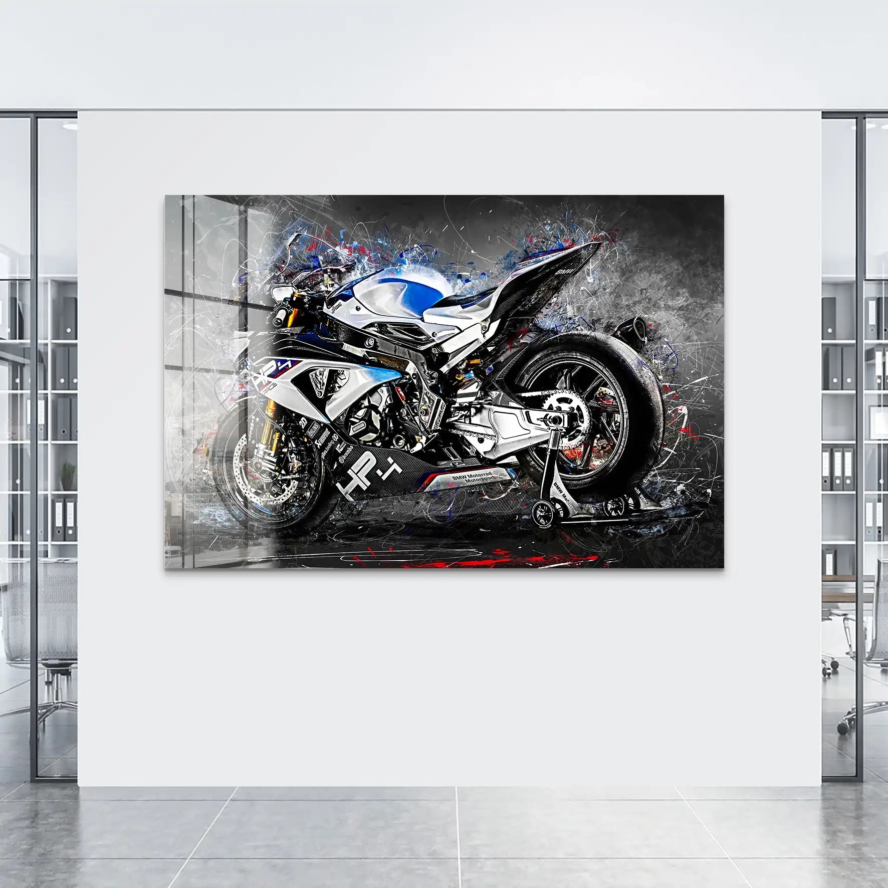 BMW HP4 Race Abstrakt Kunst Acrylglas Bild INGALERIE