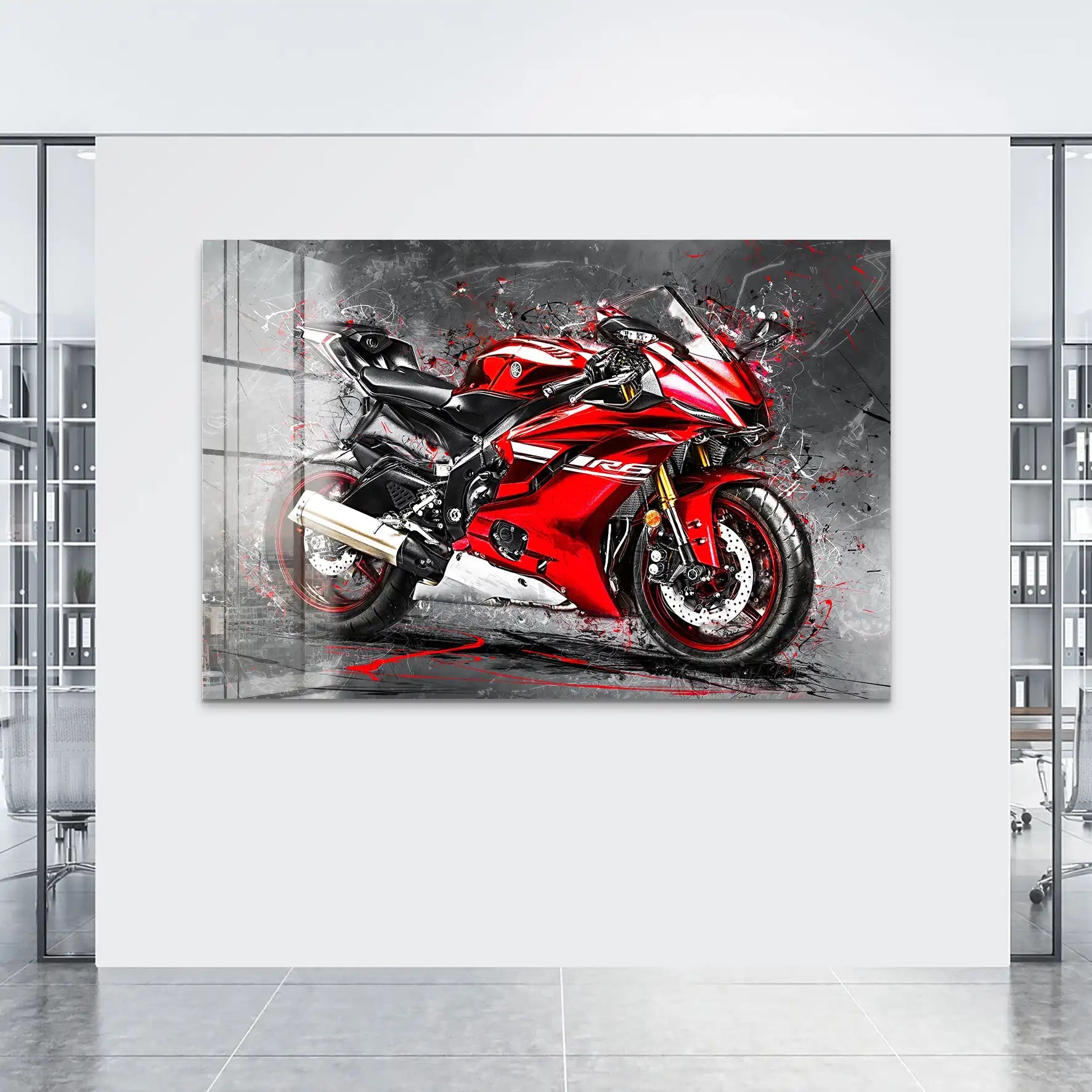 Yamaha R6 Abstrakt Rot Acrylglas Bild INGALERIE