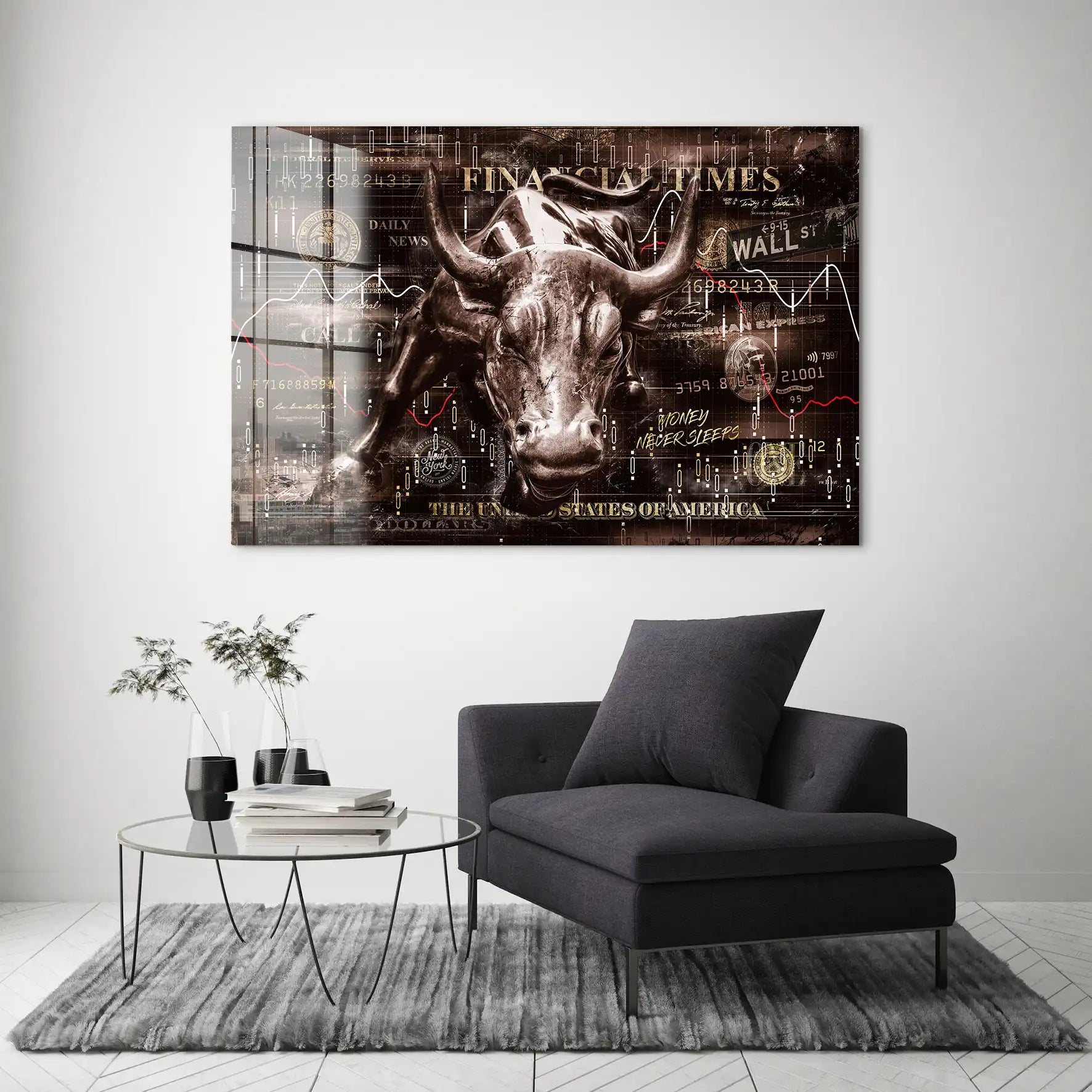 Wallstreet Bulle Retro Pop Art Acrylglas Bild INGALERIE