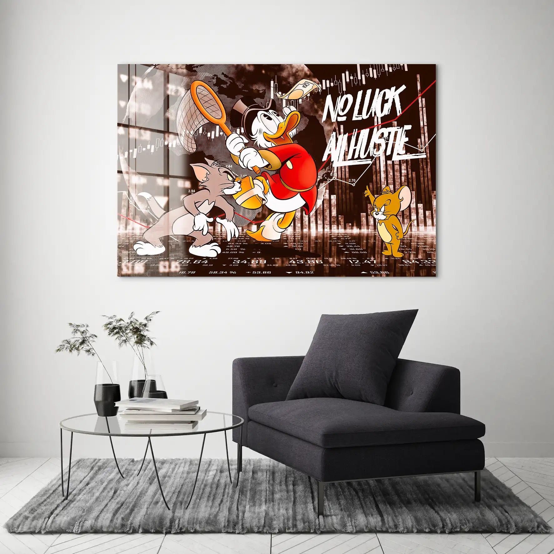 Wallstreet Dagobert All Hustle Retro Acrylglas Bild INGALERIE