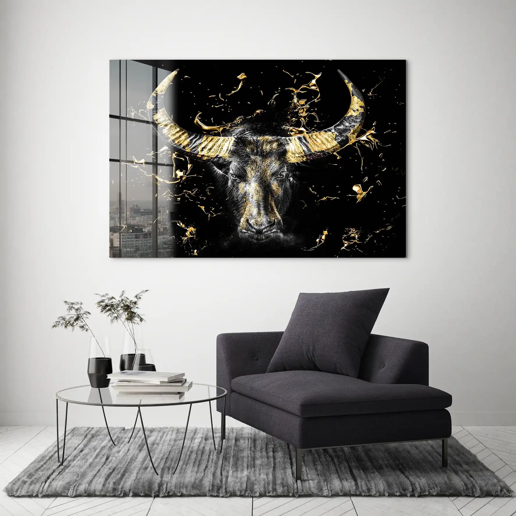 Stier Gold Style Acrylglas Bild INGALERIE