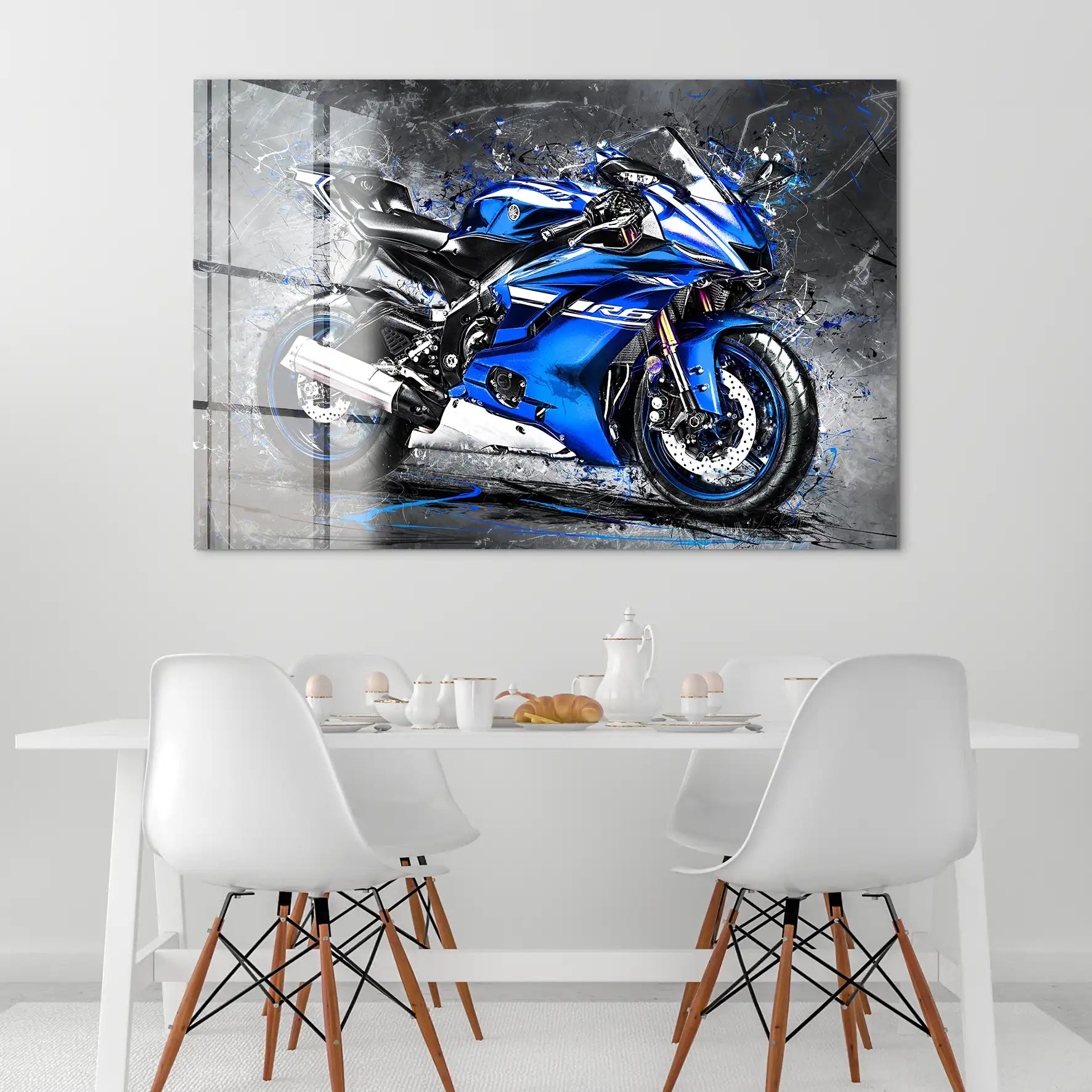 Yamaha R6 Abstrakt Blau Acrylglas Bild INGALERIE