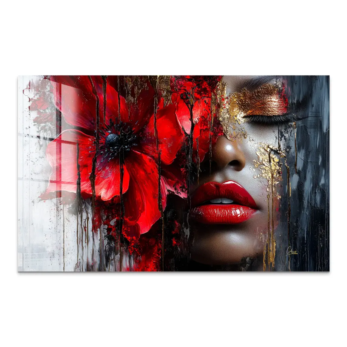 Goldene Blüte der Nacht Acrylglas Bild INGALERIE