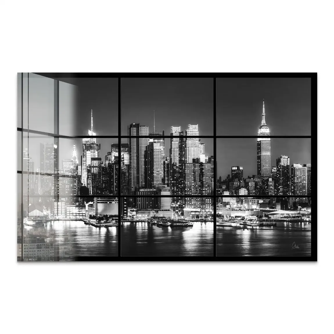 New York Black Skyline Acrylglas Bild