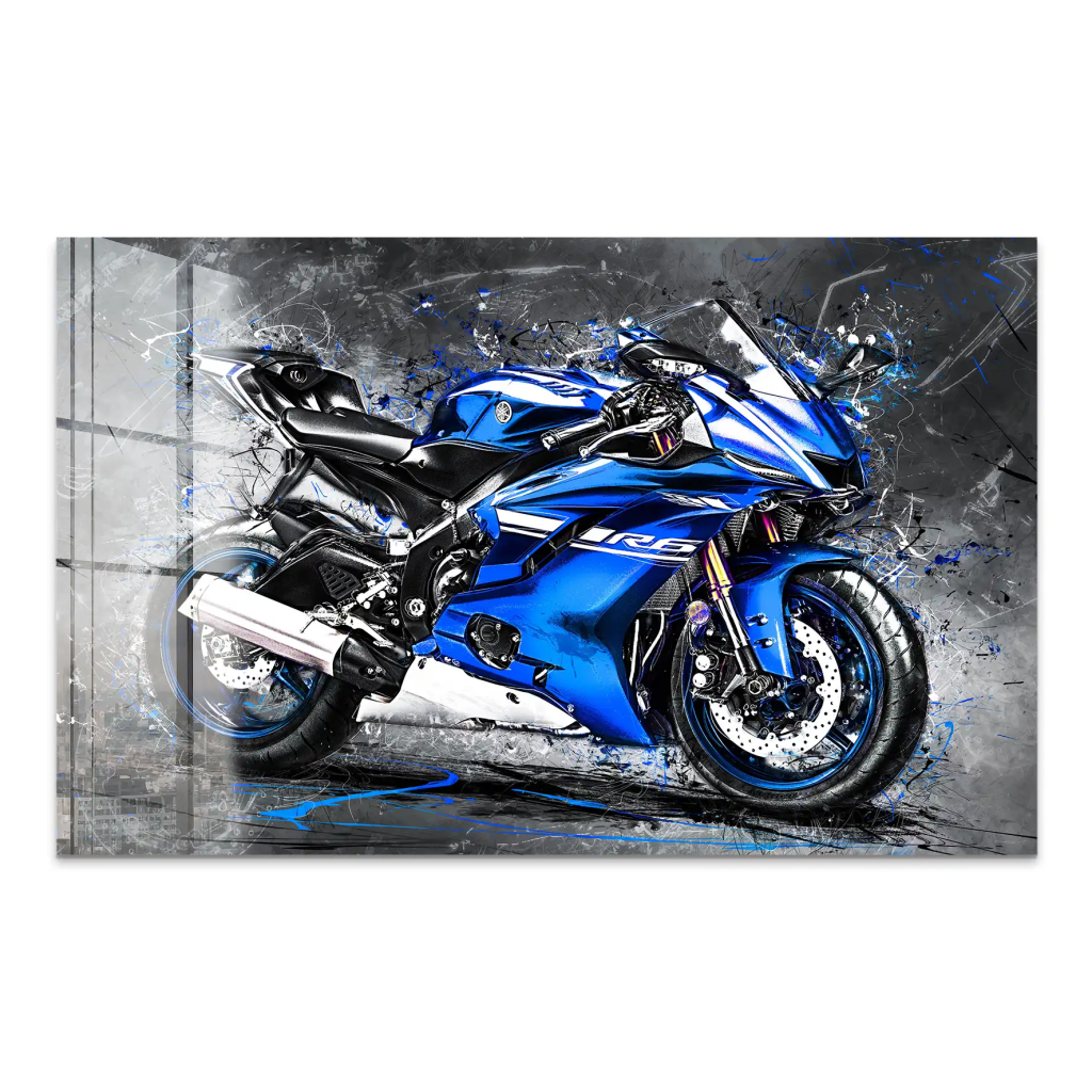 Yamaha R6 Abstrakt Blau Acrylglas Bild INGALERIE