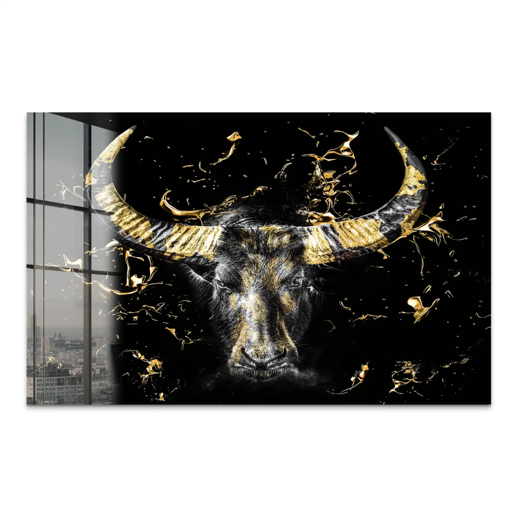 Stier Gold Style Acrylglas Bild INGALERIE