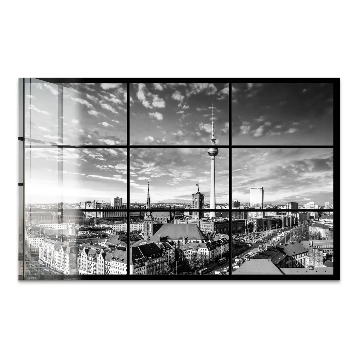 Berlin Skyline Noir Acrylglas Bild