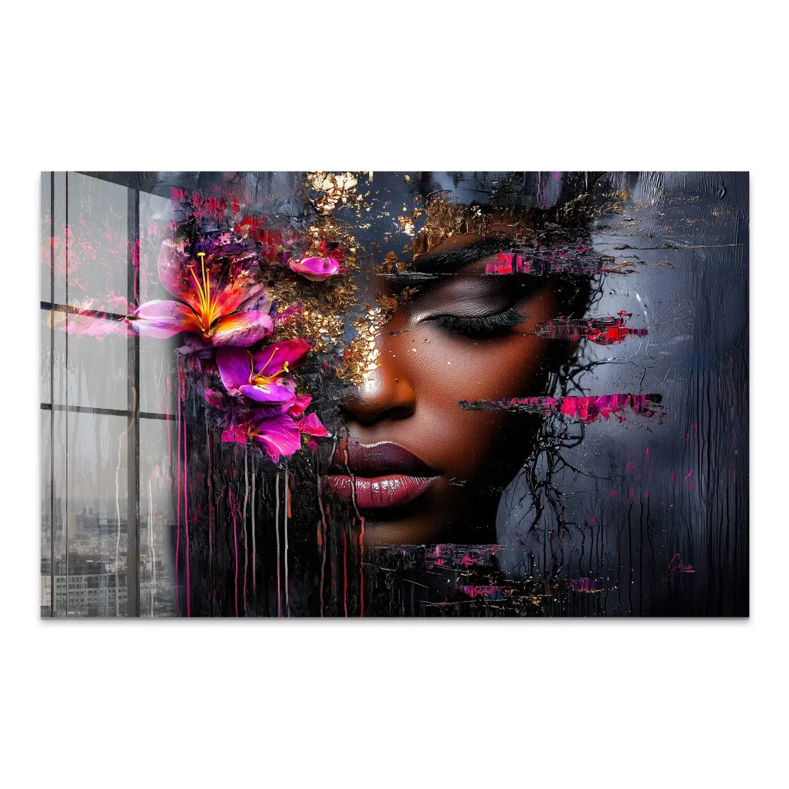 Magie aus Farbe und Gold Acrylglas Bild INGALERIE