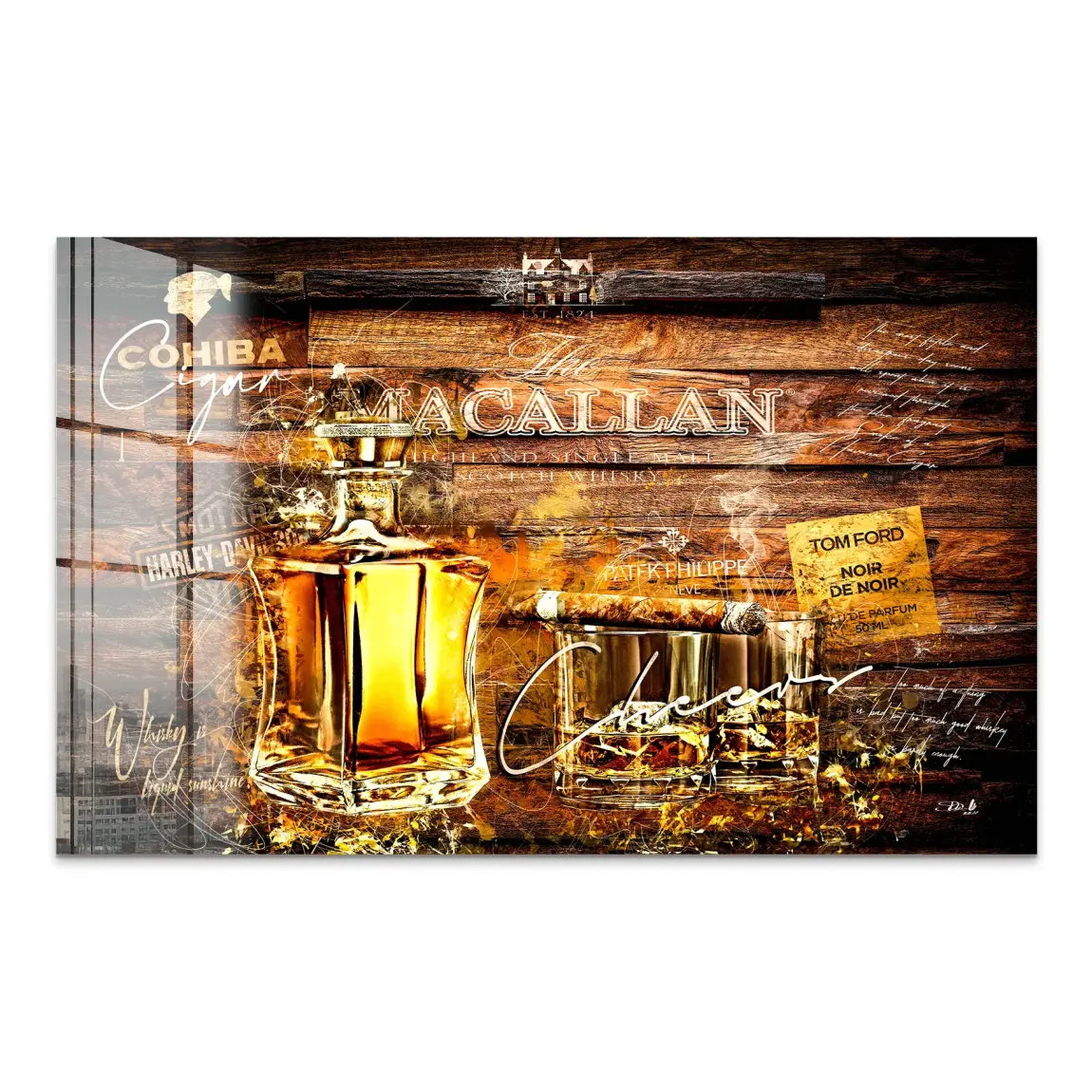 Whisky Holz und Eleganz Acrylglas Bild INGALERIE
