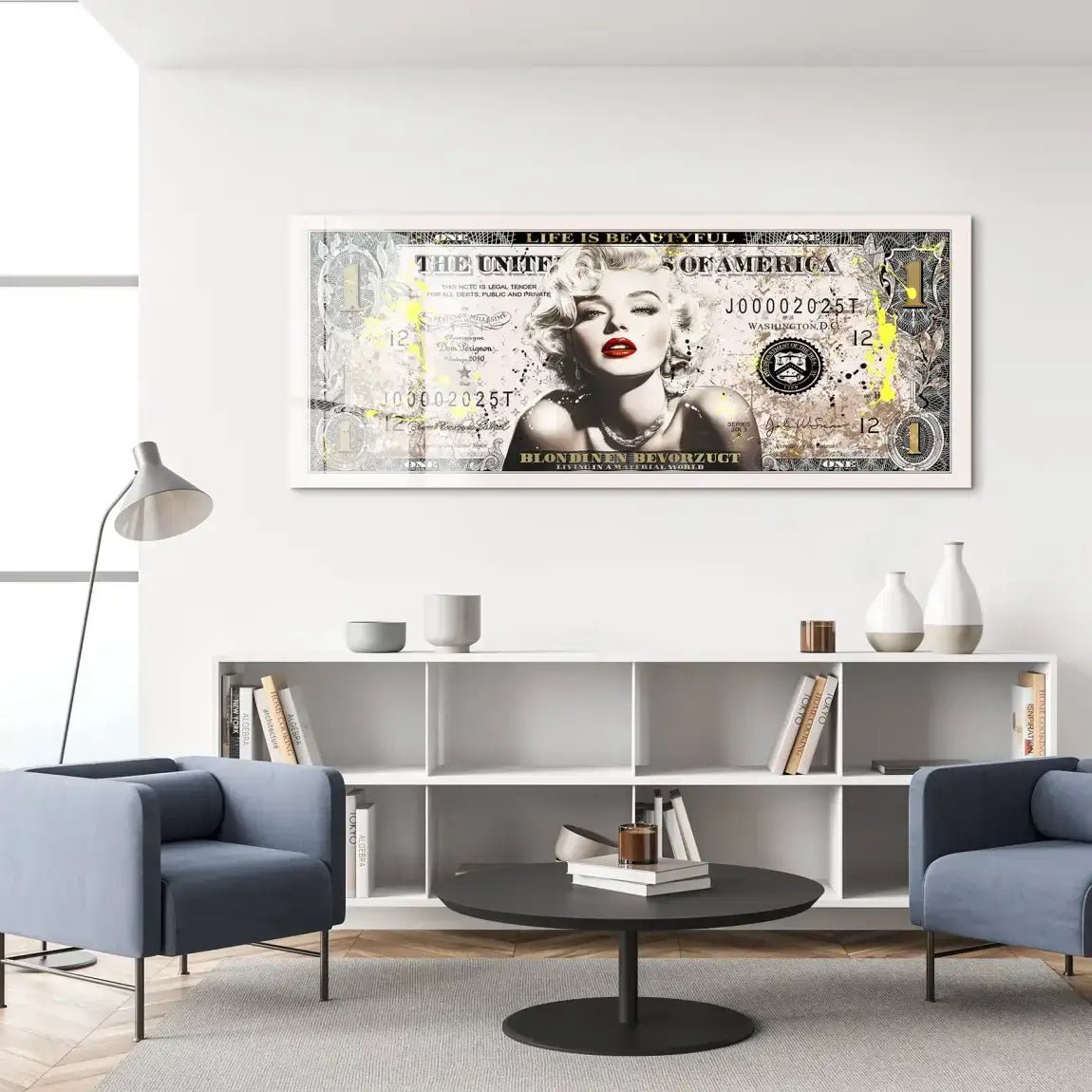 Marilyn Monroe Dollar Acrylglas Bild INGALERIE