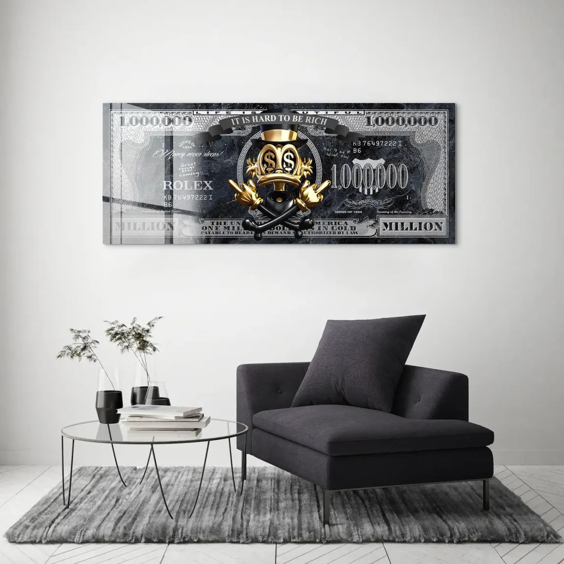 Dagobert Duck Totenkopf Black Dollar Acrylglas Bild INGALERIE