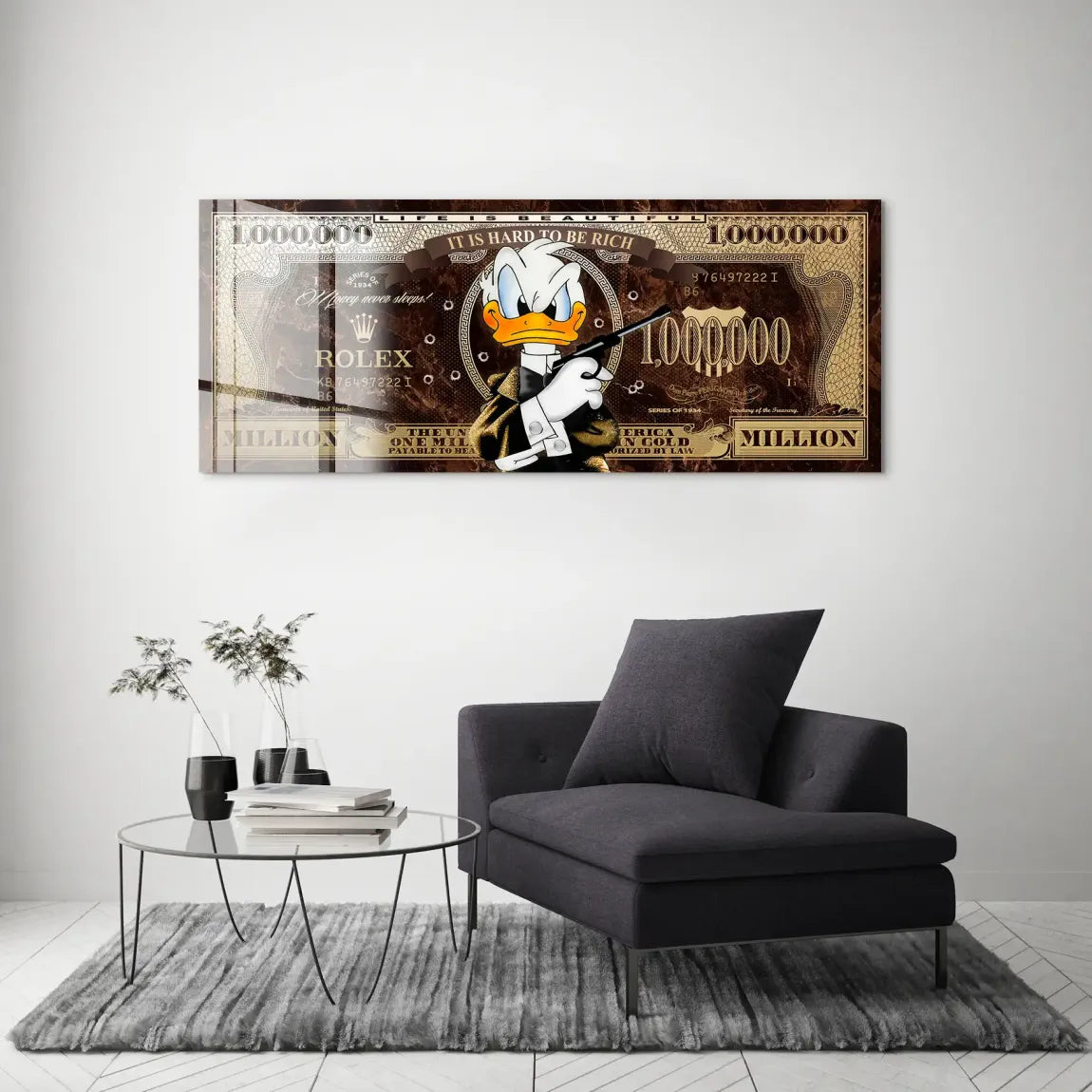 Donald Duck Rich State of Mind Pop Art Acrylglas Bild INGALERIE