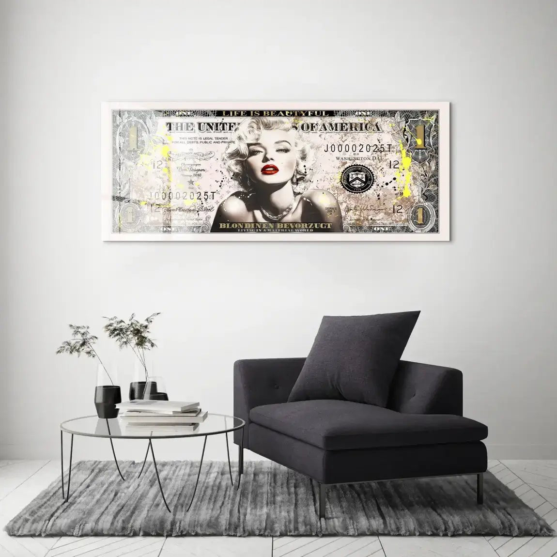 Marilyn Monroe Dollar Acrylglas Bild INGALERIE